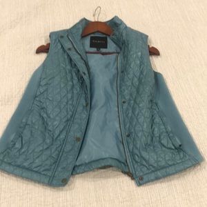 Talbots puffer vest Medium Seafoam mint green blue shiny